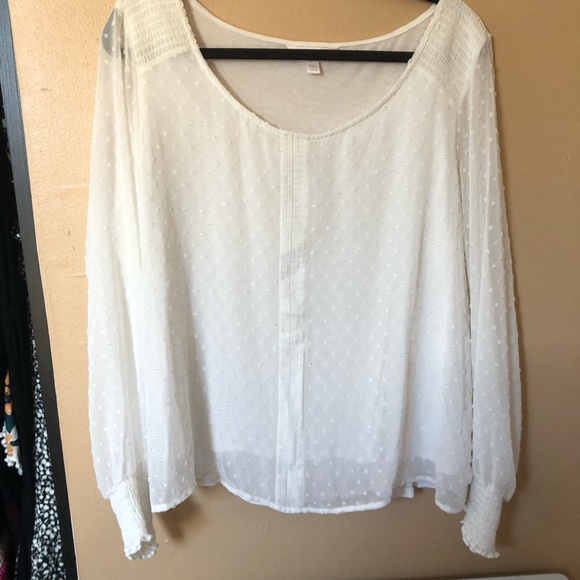 LC Lauren Conrad Polka Dot Long Sleeve Blouse - Picture 1 of 4